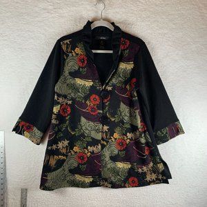 Ali Miles Blazer Women's Medium Floral Front Button Art to Wear‎ Artsy 8153